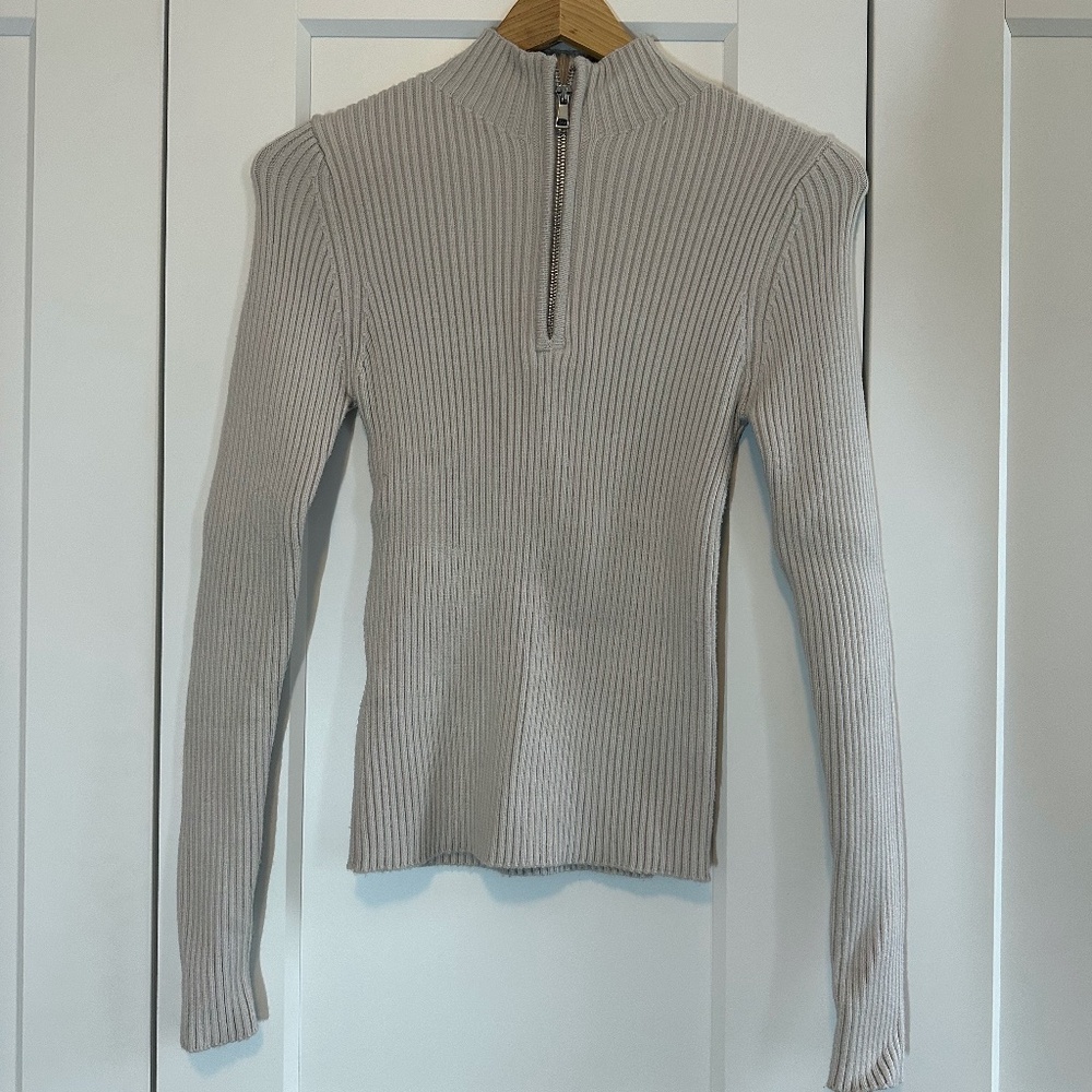Mango Ribbed Sweater with Zip